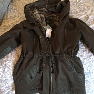 olive utility army jacket removable fur lining